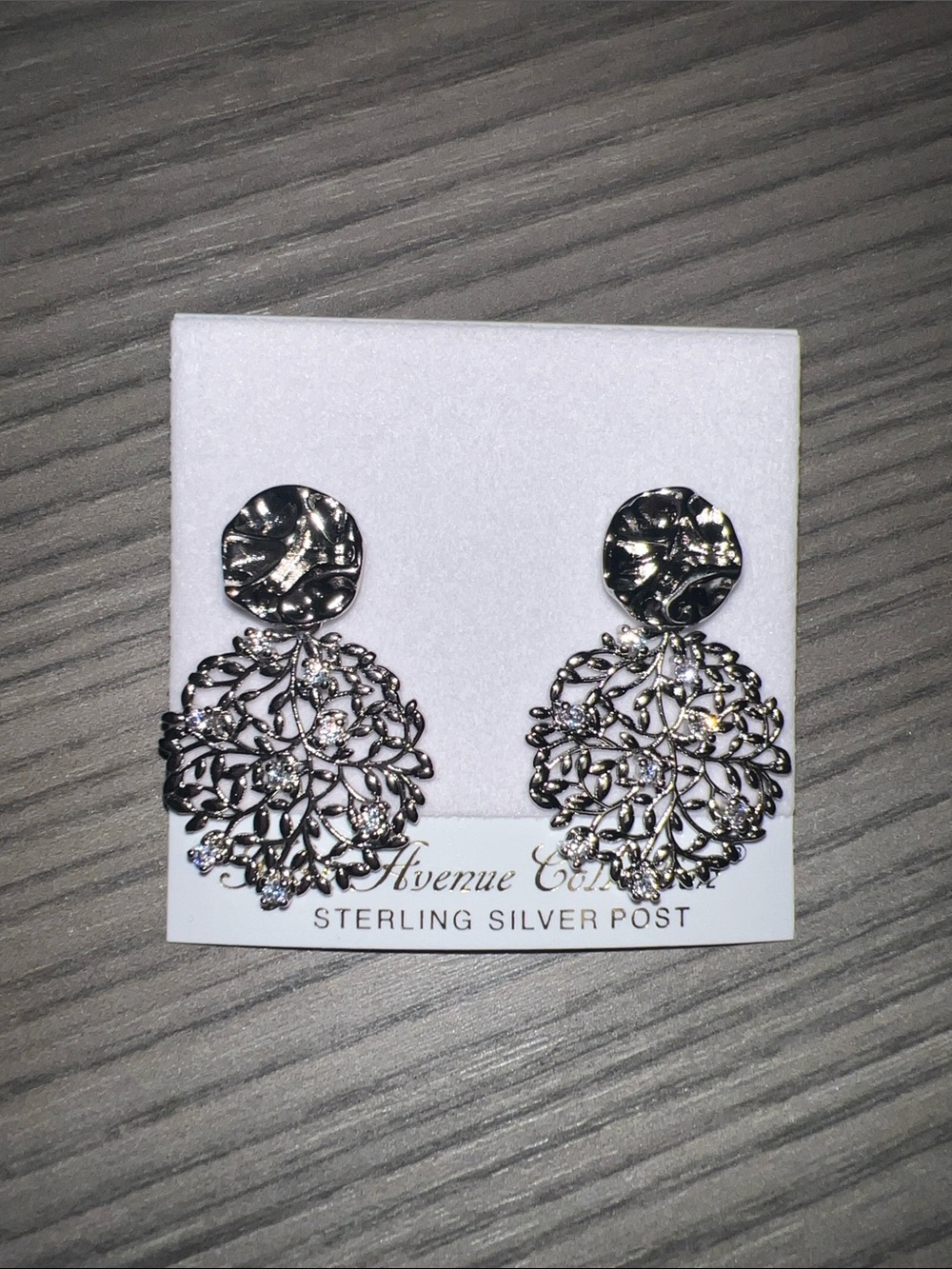 Sterling Silver Filigree Drop Earrings with Sparkling Accents